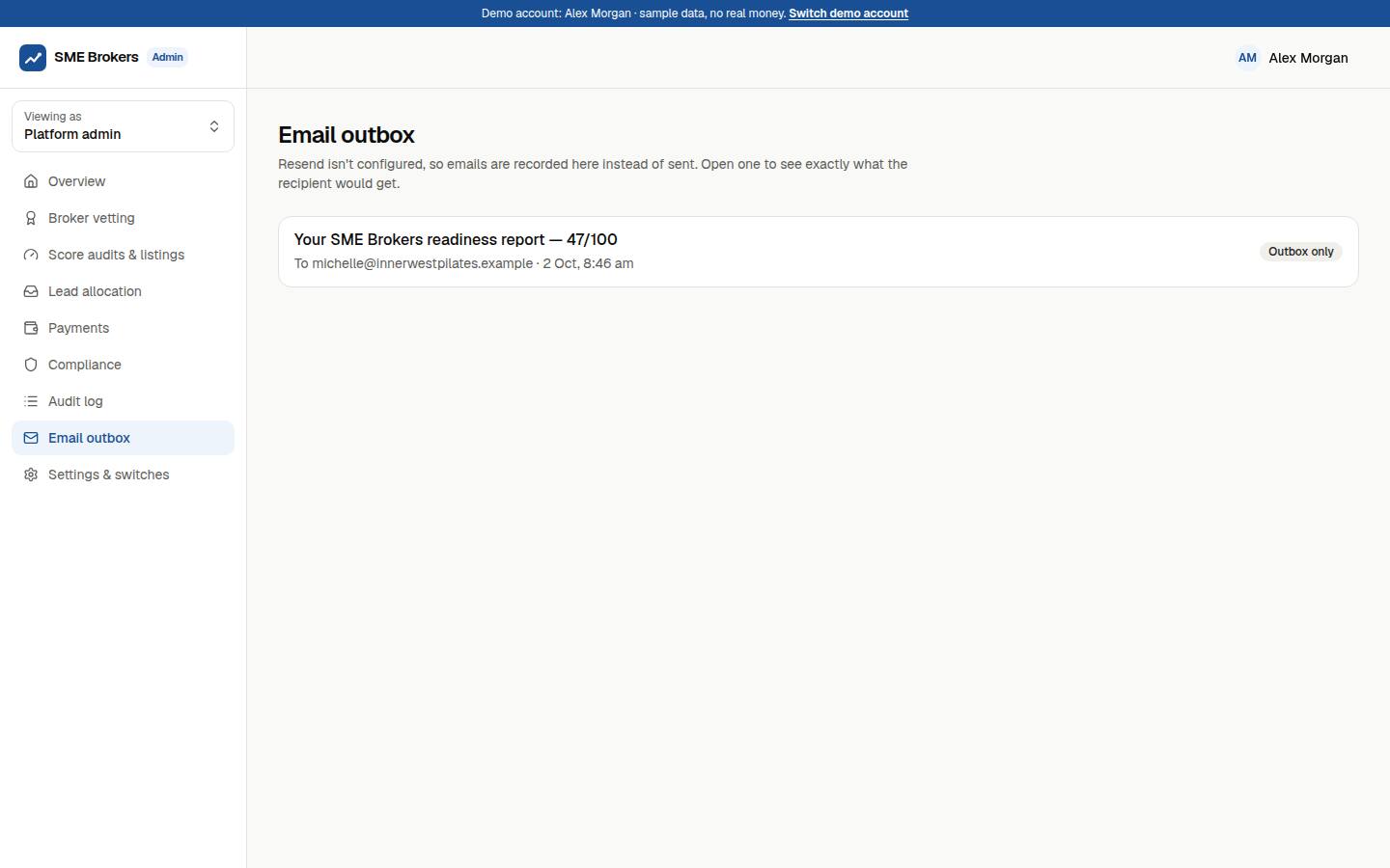 Email outbox